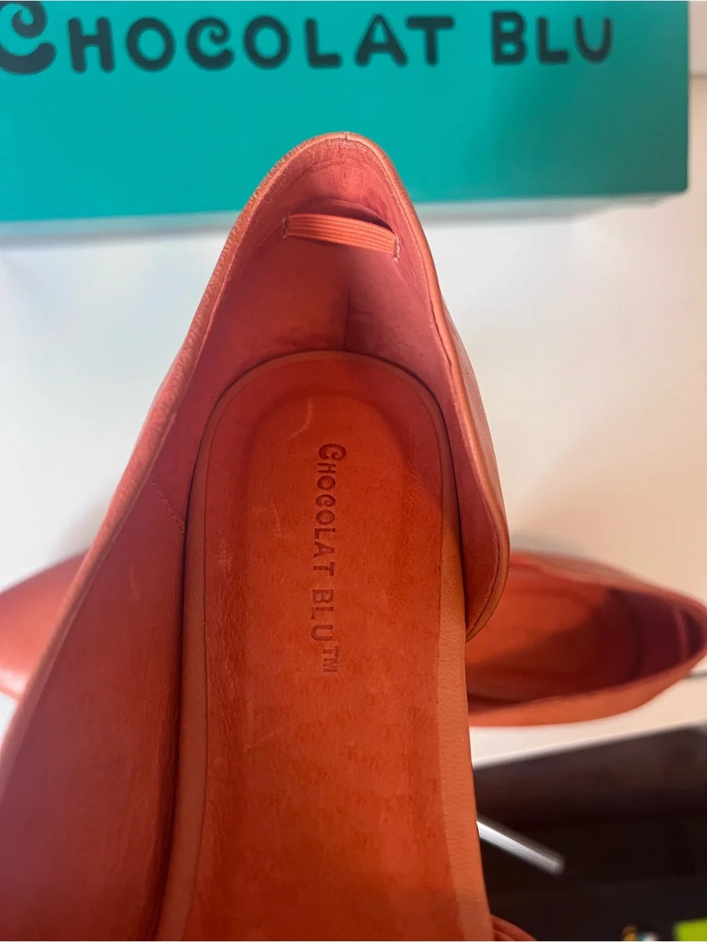 Chocolat Blu Gillian Orange Leather Flats 10